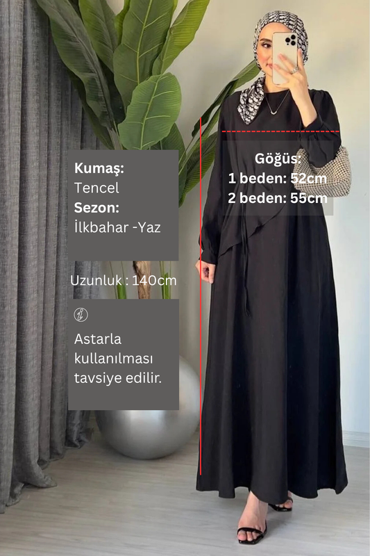 Şal Yaka Kuşaklı Uzun Elbise