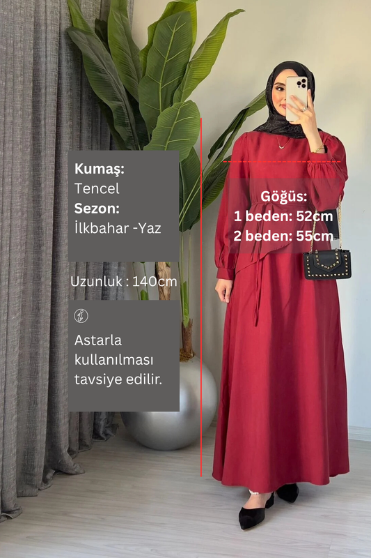 Şal Yaka Kuşaklı Uzun Elbise