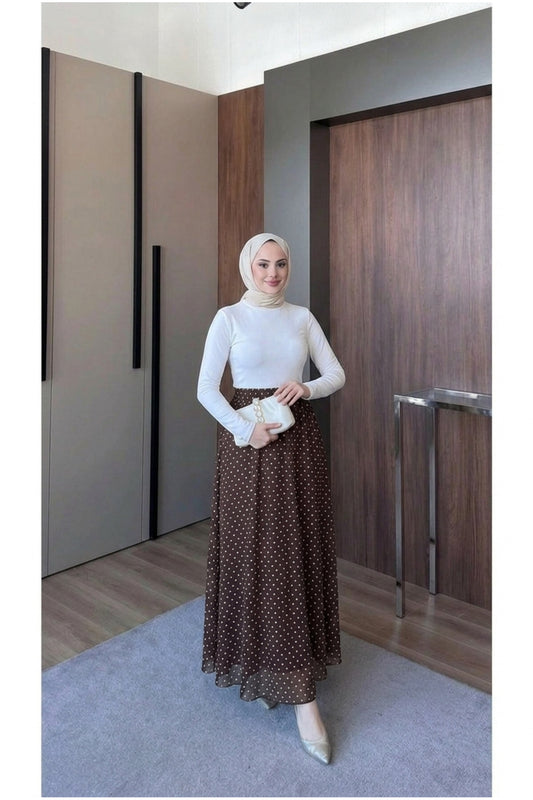 Puantiye Desenli Astarlı Tül Etek