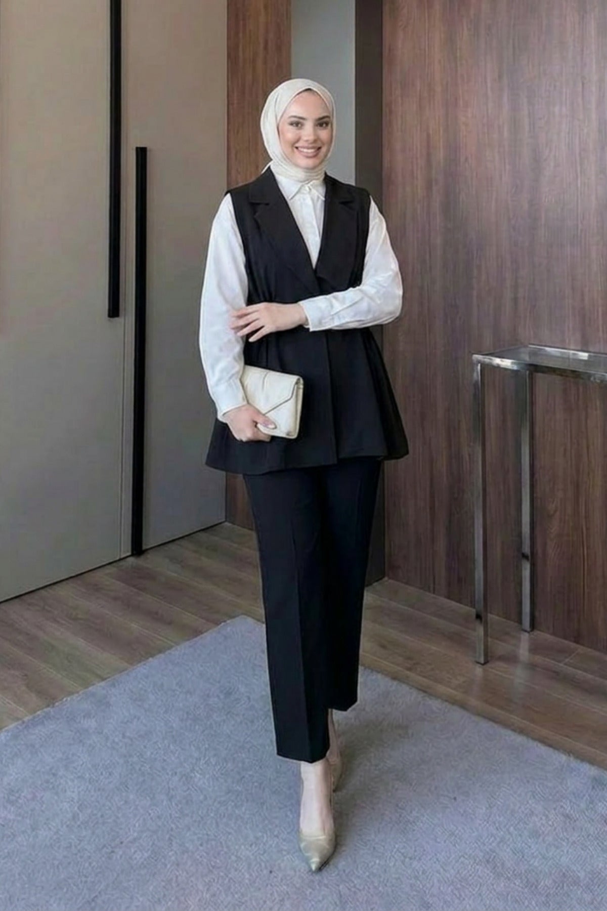 Kruvaze Yaka Ceket Pantolon Takım