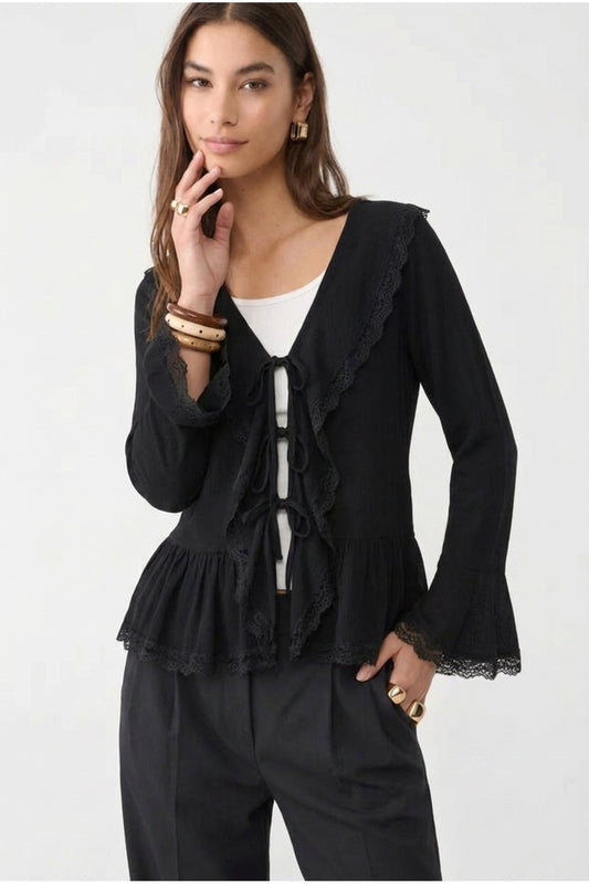 Dantel Detaylı Bağlamalı Kimono