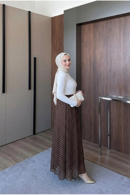 Puantiye Desenli Astarlı Tül Etek