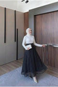 Puantiye Desenli Astarlı Tül Etek