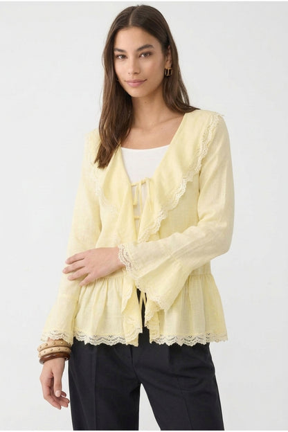 Dantel Detaylı Bağlamalı Kimono