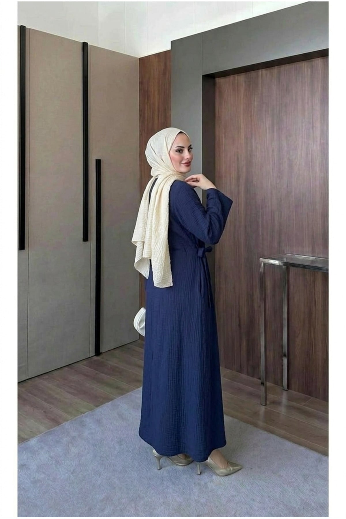 Müslin Uzun Önden Bağlamalı Kimono
