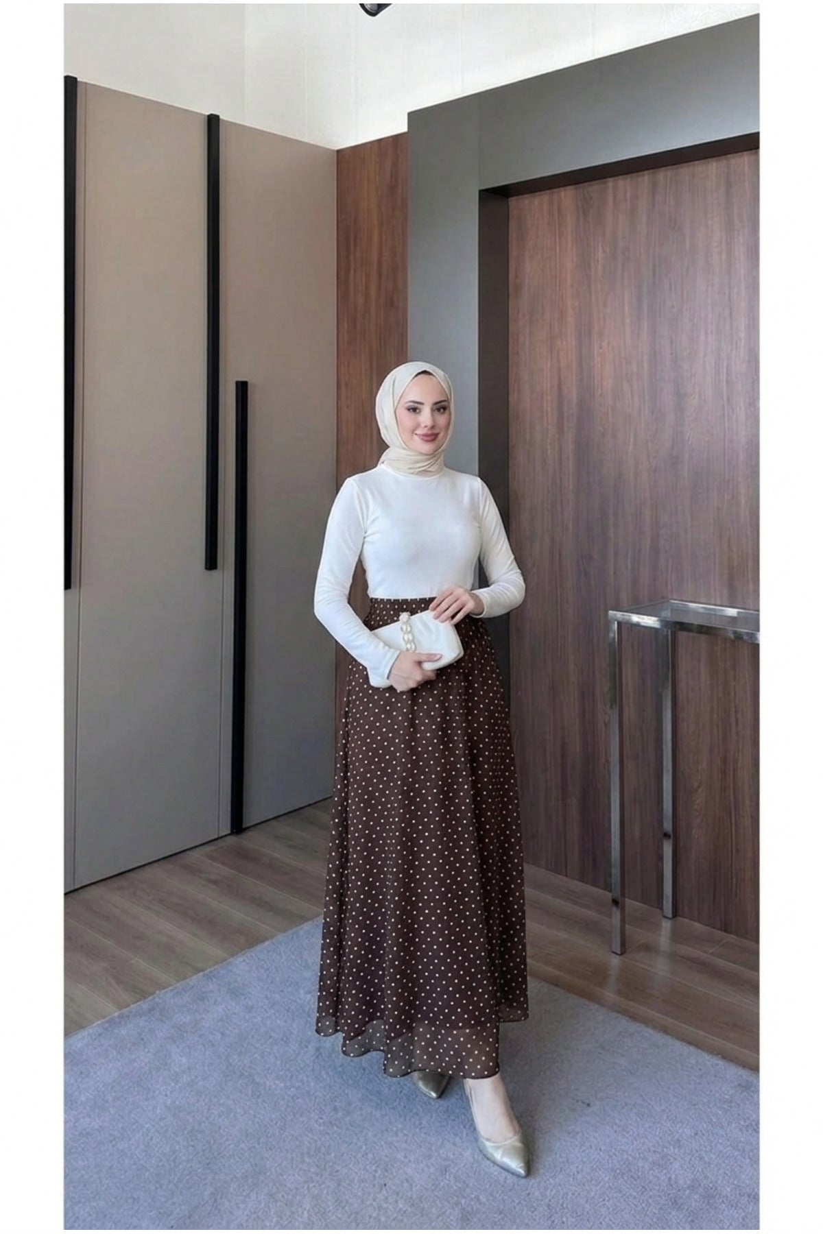 Puantiye Desenli Astarlı Tül Etek