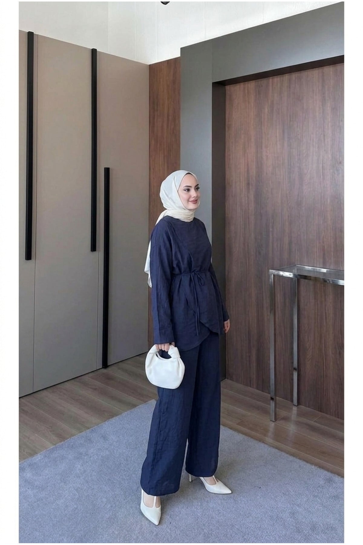 Vual Astarlı Omzu Şallı Pantolon Takım