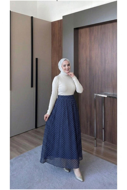 Puantiye Desenli Astarlı Tül Etek