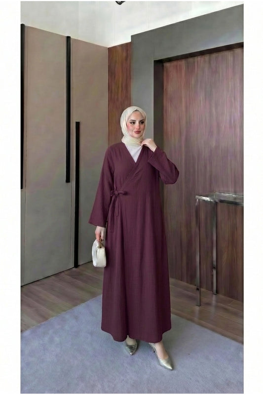 Müslin Uzun Önden Bağlamalı Kimono