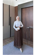 Puantiye Desenli Astarlı Tül Etek