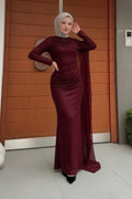 Karmen Pelerinli Işıltılı Abiye