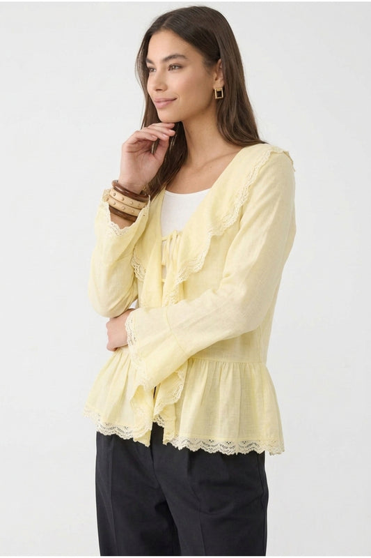Dantel Detaylı Bağlamalı Kimono