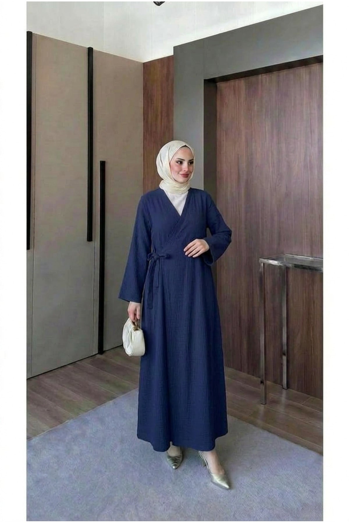 Müslin Uzun Önden Bağlamalı Kimono