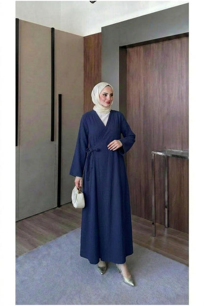 Müslin Uzun Önden Bağlamalı Kimono
