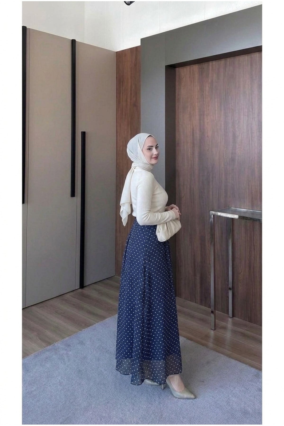 Puantiye Desenli Astarlı Tül Etek