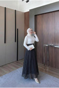 Puantiye Desenli Astarlı Tül Etek
