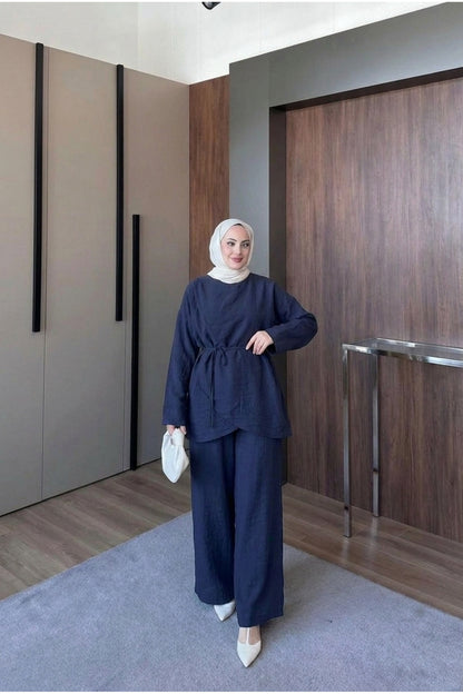 Vual Astarlı Omzu Şallı Pantolon Takım