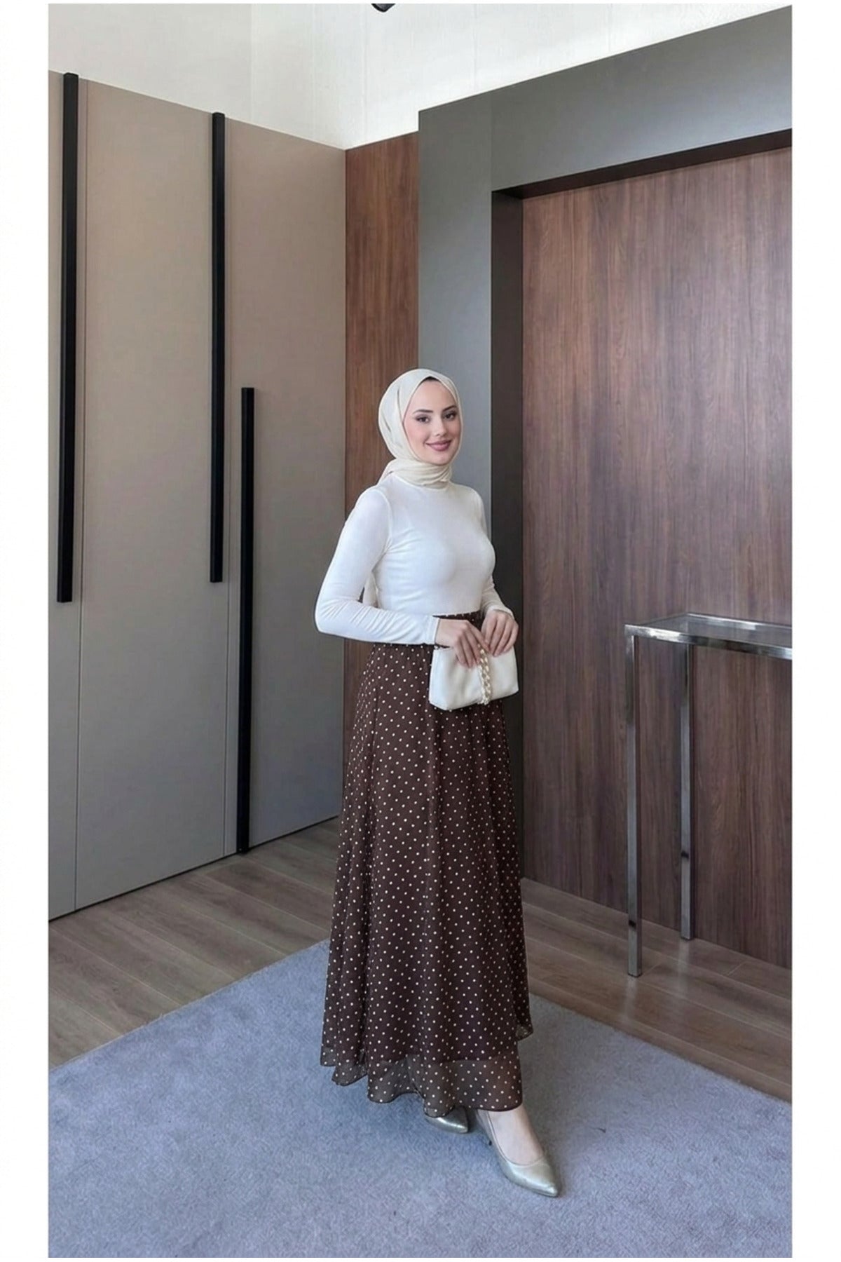 Puantiye Desenli Astarlı Tül Etek