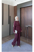 Vual Astarlı Omzu Şallı Pantolon Takım