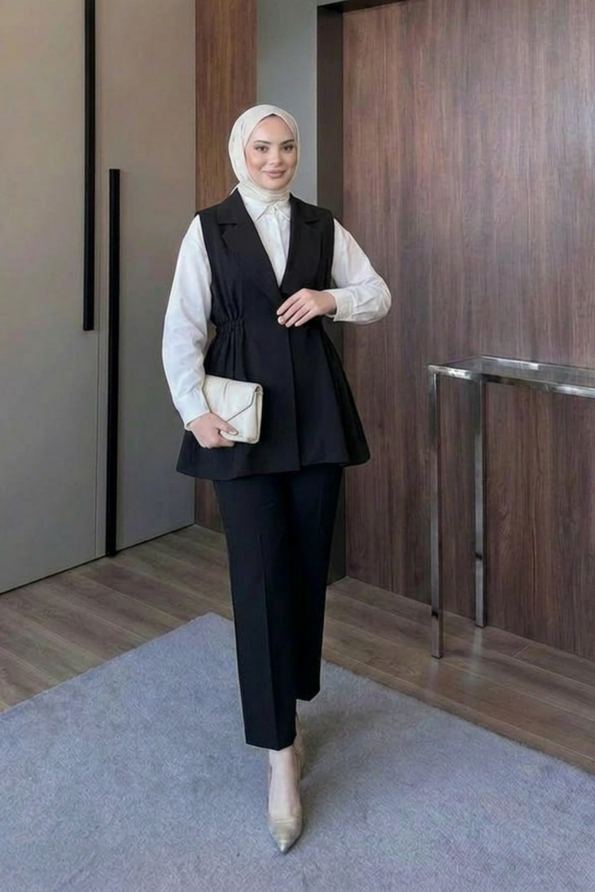 Kruvaze Yaka Ceket Pantolon Takım