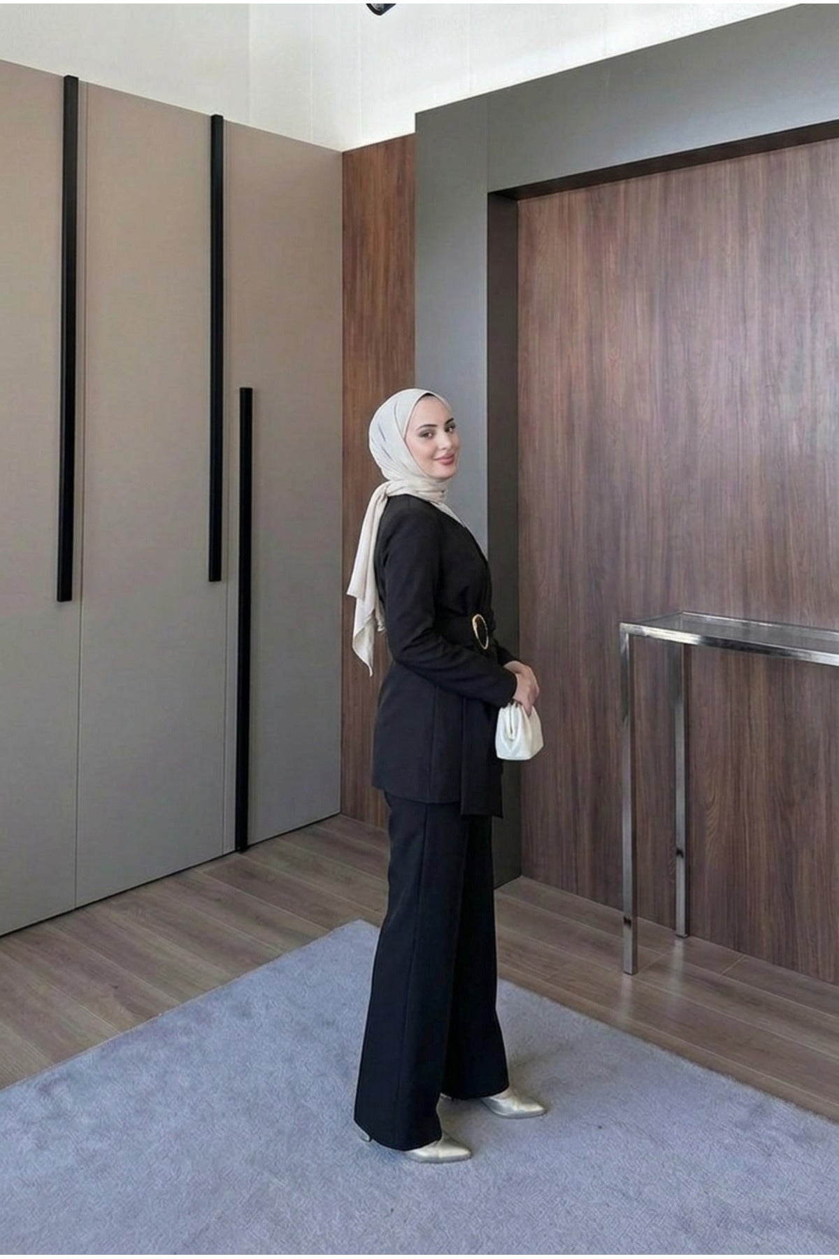 Kemer Detaylı Ceket Pantolon Takım