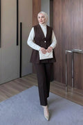 Kruvaze Yaka Ceket Pantolon Takım