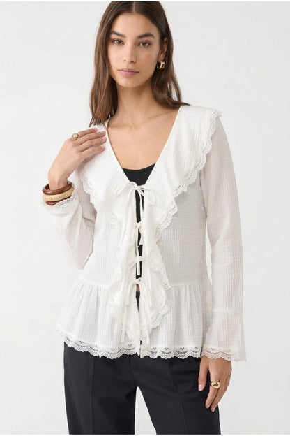 Dantel Detaylı Bağlamalı Kimono