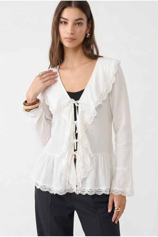 Dantel Detaylı Bağlamalı Kimono