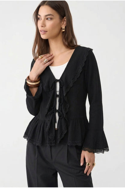 Dantel Detaylı Bağlamalı Kimono